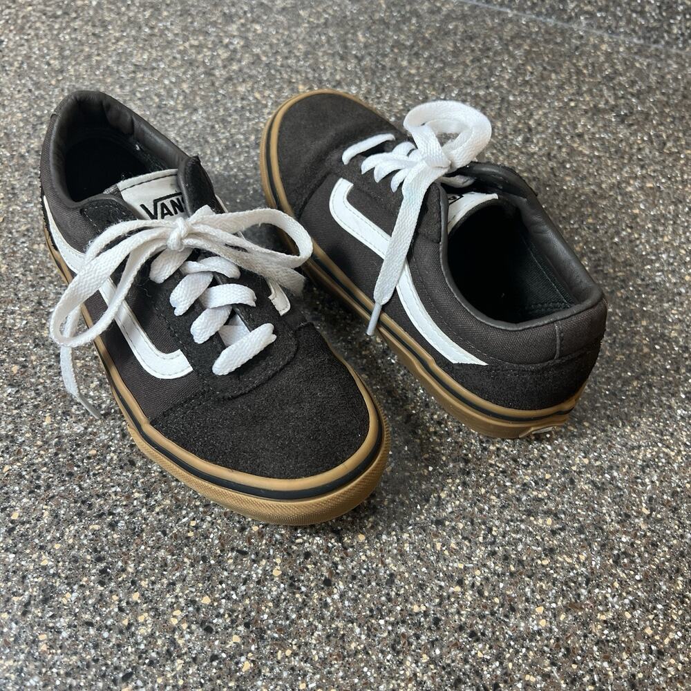 Vans Classic Little Kids 13 Sneaker Shoe Lace Up Low Brown Suede/Canvas Gum Sole